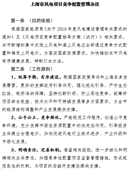 上海市海上风电竞争配置办法出台